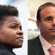 India Walton, left, and Jay Jacobs, right